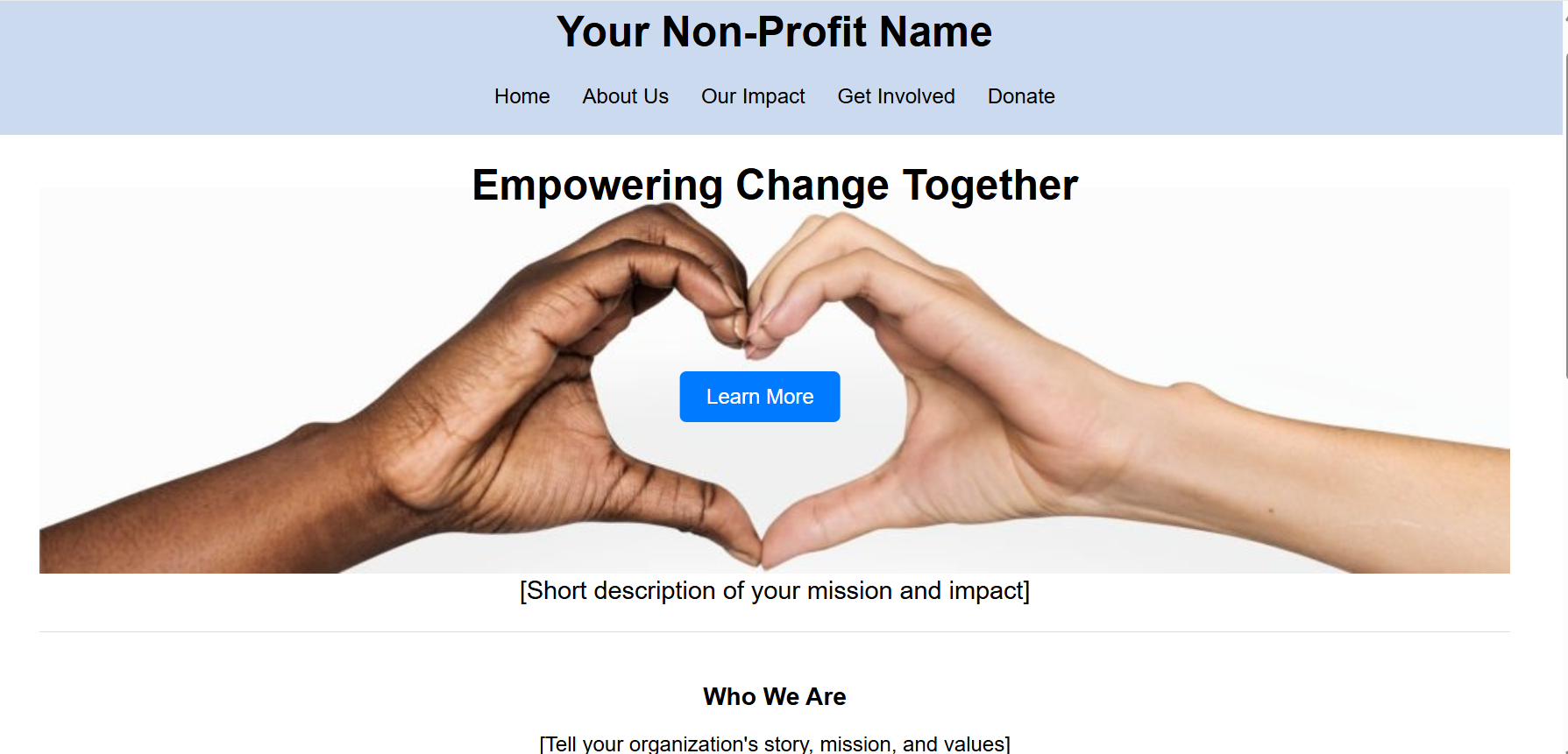 Non Profit Sample Website